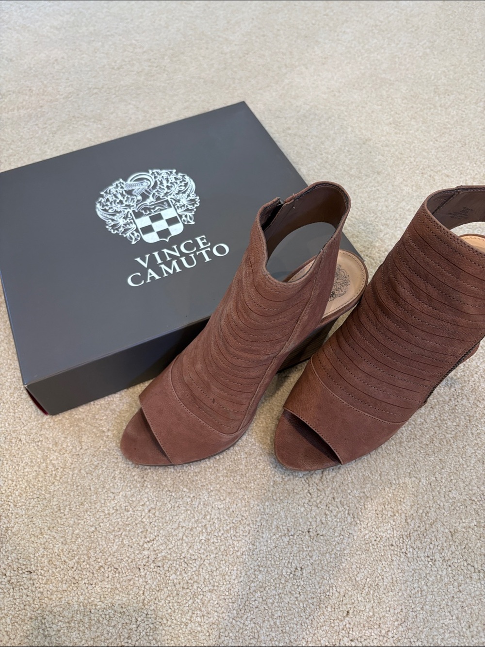 Vince Camuto Brown Suede Open-Toe Mules